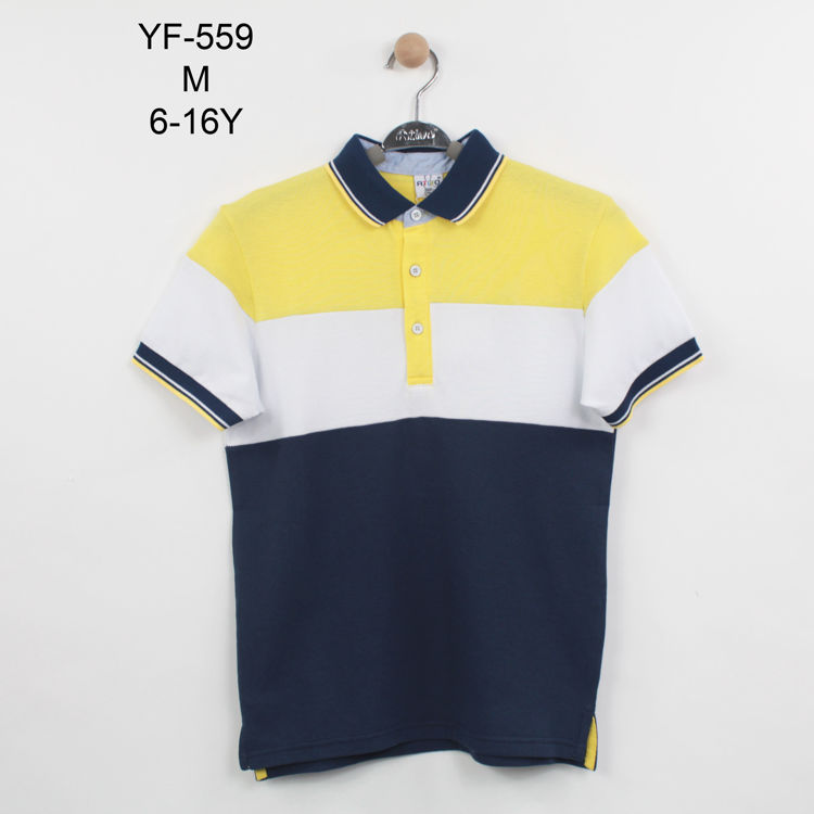Picture of YF-559 - RED AND NAVY BOYS SMART  POLOSHIRT